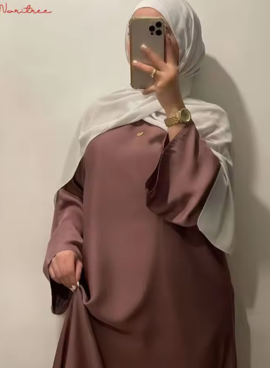 Satin Silky Djellaba Muslim Dress