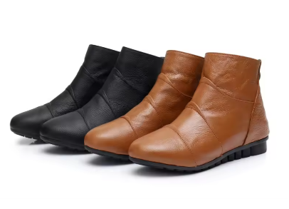 Women's Genuine Leather Plush Ankle Boots