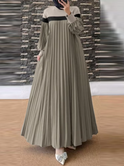 Autumn Long Lantern Sleeve Muslim Dress