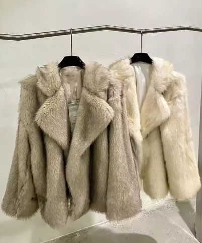 Winter Loose Casual Thick Warm Soft Hairy Faux Fur Coat