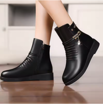 Women's Genuine Leather Wool-Lined Winter Boots